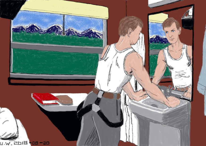 Man i tågkupé utan UW (1)